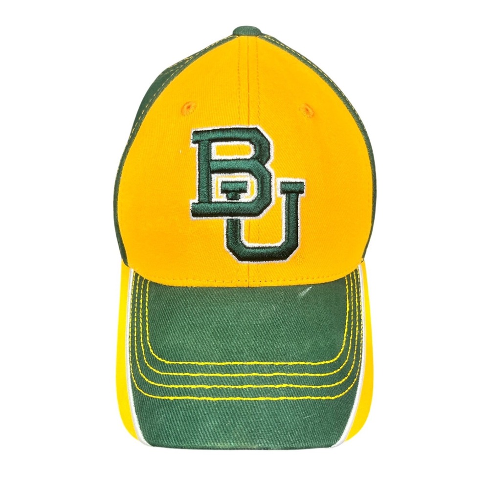 Baylor Bears BU Green Yellow Adjustable Baseball Cap Hat Captivating Headwear